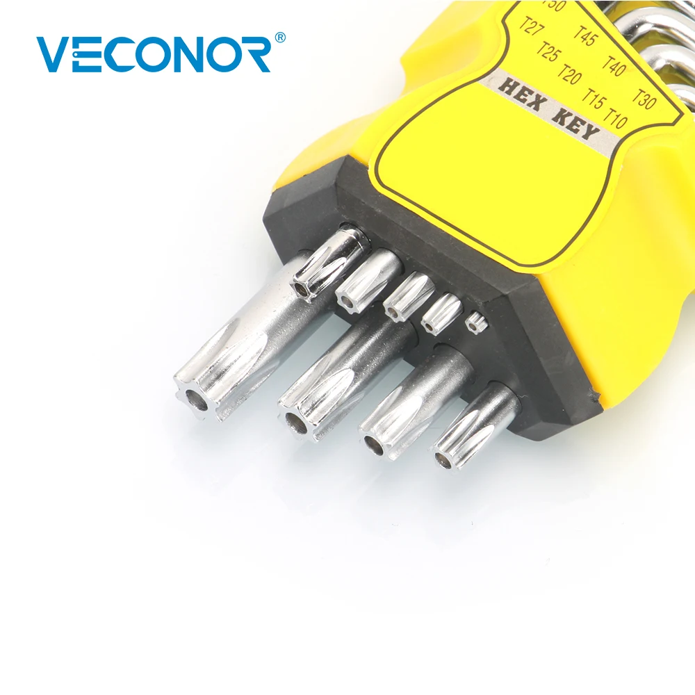 9Pcs Set Durable Metric Short Arm Torx Chrome Vanadium Key Star Wrench Hand Tool Screwdriver T10 T15 T20 T25 T27 T30 T40 T45 T50 - Image 5