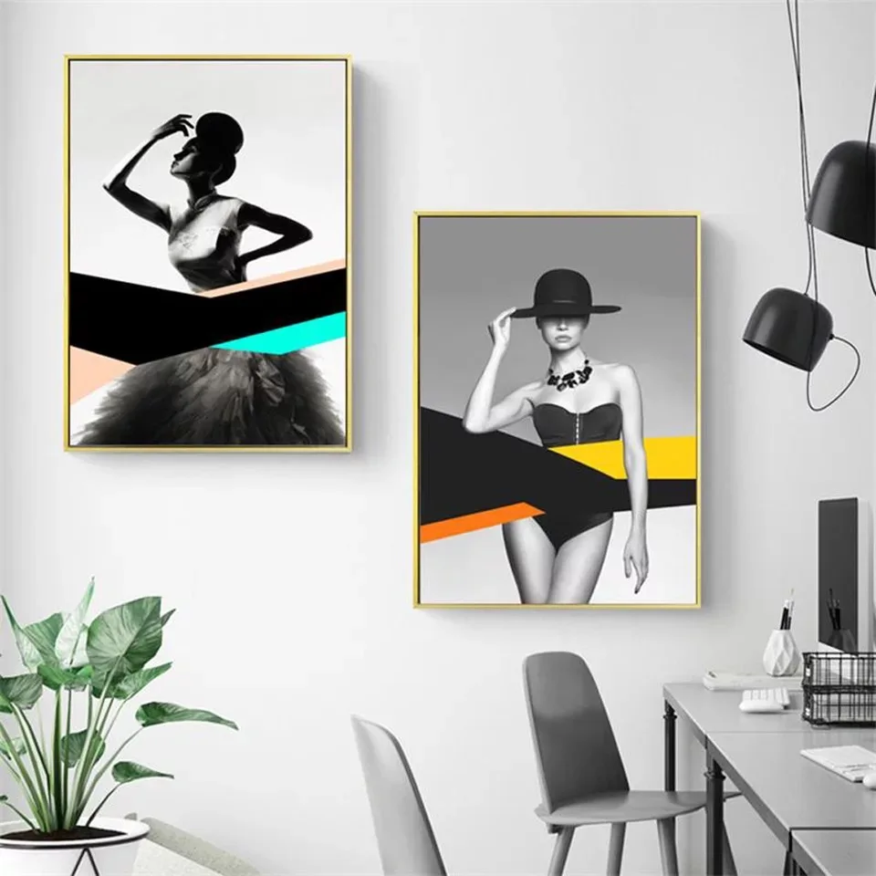 Abstract Figure Wall Art Canvas Painting Model Nordic Poster Pictures For Living Room Fashion Print Girls Women Gift Unframed