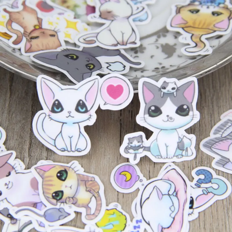 40pcs cute cat scrapbooking stickers cartoon kitty diy