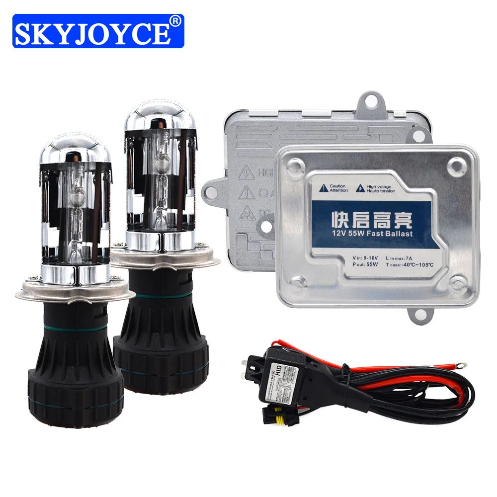 SKYJOYCE AC 55 Вт Быстрый яркий ксенон H4 биксенон Cnlight HID комплект фар 4300 К H4-3 HID лампы 6000 К 55 Вт Быстрый старт HID балласт комплект