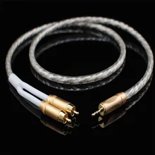 MCA аудио кабель стерео 3,5 мм до 2RCA посеребренный Hi-Fi-для MP3 CD DVD tv PC аудиофильский кабель