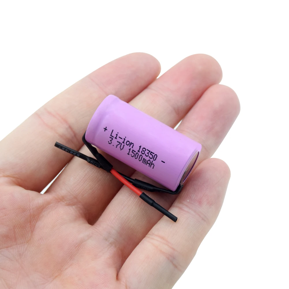 

18350 Li-ion Rechargeable Battery 1500mah 3.7V High Drain 10A for Electronic Cigarette 18350 Vape Lithium Batteries With Wires