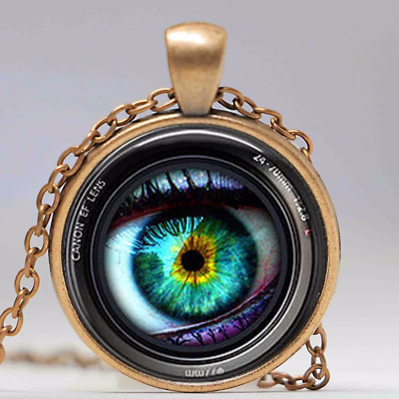 Глаз в объектив камеры фотографа Мода ожерелье латунь Серебряный кулон стимпанк ювелирные изделия подарок для женщин новая цепочка игрушка для мужчин