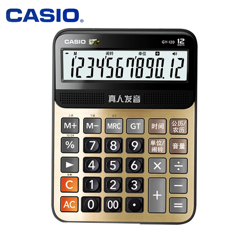 كاسيو صوت حاسبة GY/DY/بلدي-120 مكتب كبيرة زر كبير شاشة شخص حقيقي النطق الكمبيوتر 12 أرقام يمكن اللعب الموسيقى