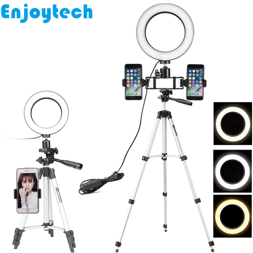 Tripé com Suporte para Iphone Anel de Luz para Blogueiros Novo Mini Huawei Xiaomi Samsung Telefones Led Flash Vídeo Selfie Conjuntos