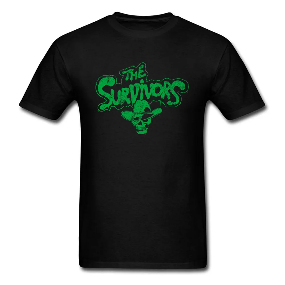 Halloween The Survivors T Shirt Men Skull T-shirt Green Letter Tops Horror Rock n Roll Clothing Hipster Tshirt Cotton Tee |