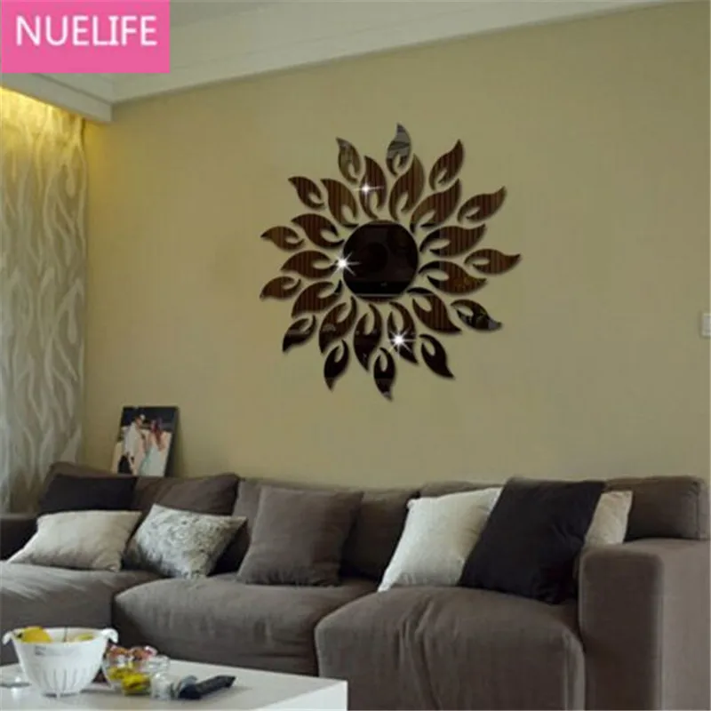  Sunflower pattern Acrylic mirror wall sticker children's room bedroom TV sofa wall decoration wall  - 32879492252