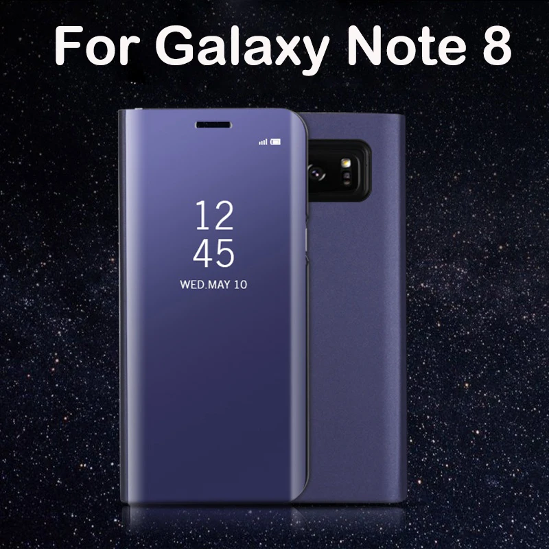 Electroplated Mirror Smart Sleep Leather Flip Cover For Samsung Galaxy Note 8 Case Luxury Shockproof For Samsung Note 8 For Men