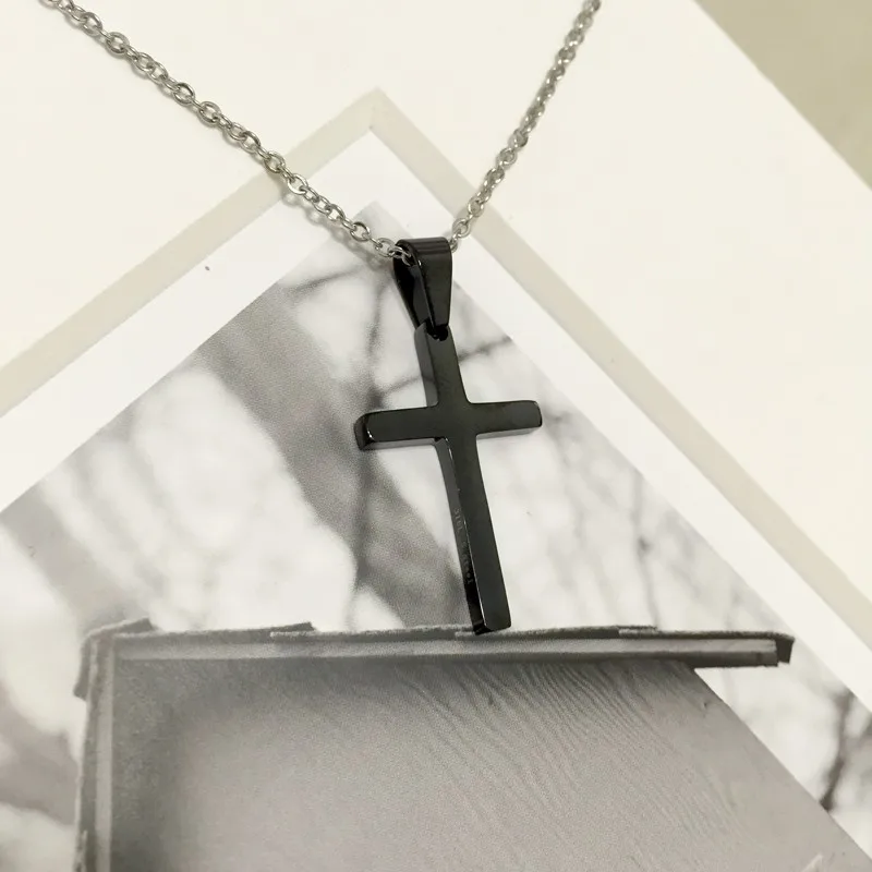 Ожерелье с кулоном в виде креста, мужские ювелирные изделия из нержавеющей стали с распятием, женское модное ожерелье HZP159