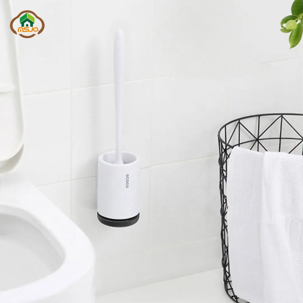 

MSJO Silicone Toilet Brush Wall Holder Black Murale Brosse Toilette Bathroom Cleaning Stand Brush For Toilet Cleaner Wc Borstel