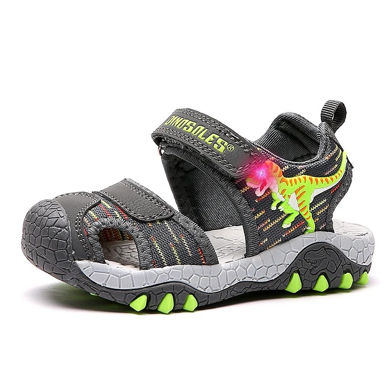 

Dinoskulls Sandals Children Light Up Fashion Kids Shoes LED 3D Dinosaur Beach Boys Sandals Glowing 2019 Teens Baby Trainers