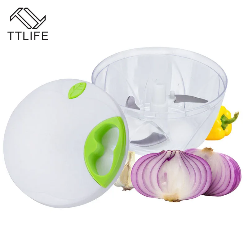 

TTLIFE High Quality 3 Crescent moon shape blades Spiral Slicer Food Chopper Dicer Meat Fruit Cutter Mixer Salad Crusher