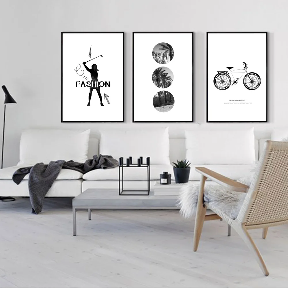 Abstract Wall Art Canvas Painting Coconut Tree Nordic Poster Minimalist Canvas Prints Black And White Wall Pictures Unframed