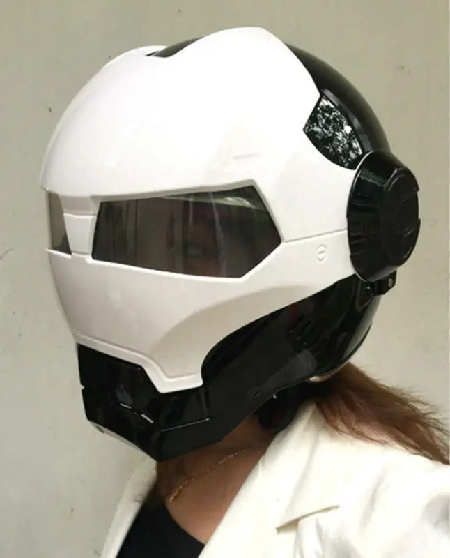 Мужские Женские черно-белые MASEI IRONMAN железный человек шлем мотоциклетный шлем половина шлем открытый шлем 610 ABS шлем для мотокросса