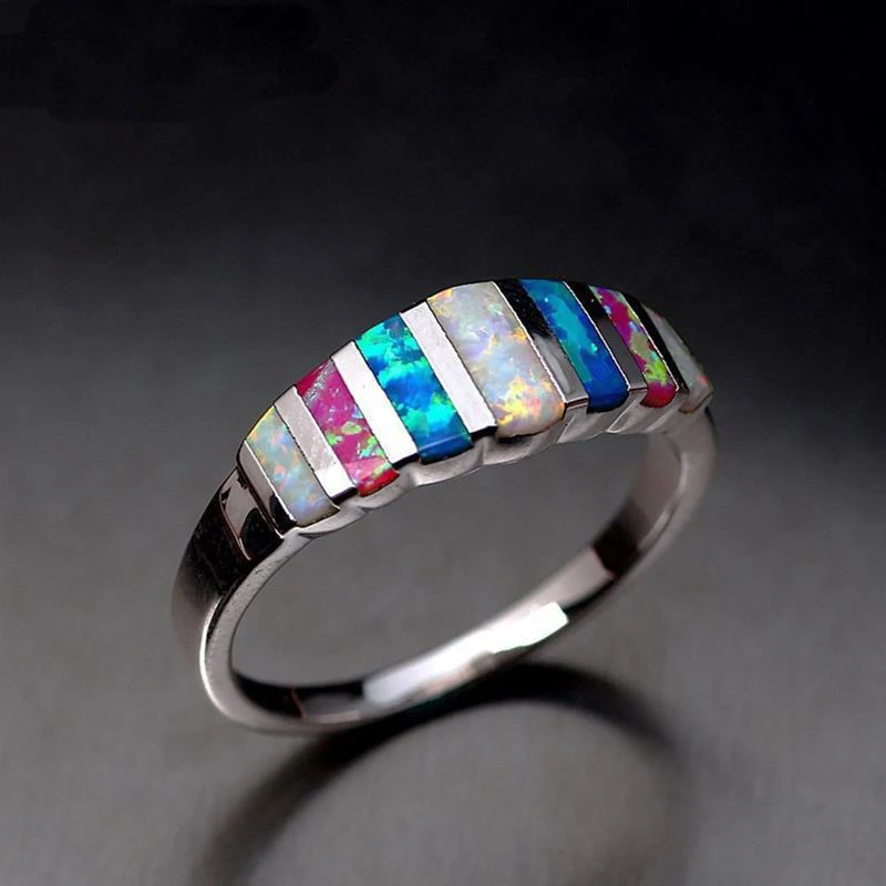 

OBSEDE New Design Colorful Enamel Silver Ring Fashion Jewelry Women Silver Color Rainbow For Women Party Gift