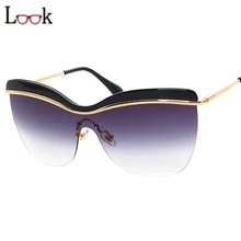 New 2017 sin montura gafas de sol de la vendimia de gran tamaño gafas de sol de las mujeres diseñador de la marca oculos gafas de sol mujer uv400 gafas al aire libre