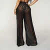Women See Through Boho Wide Leg High Waist Trousers Beach Long Loose Mesh Sheer Pants Hot 2