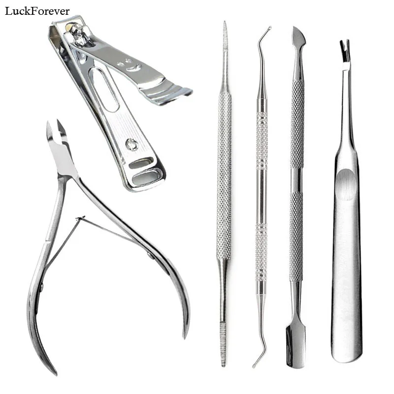 

Nail Set Manicure Pedicure Kit Cuticle Remover Scissors Nail Dead Skin Removal Tools Cuticle Pusher Clipper Ingrown Nail Cleaner