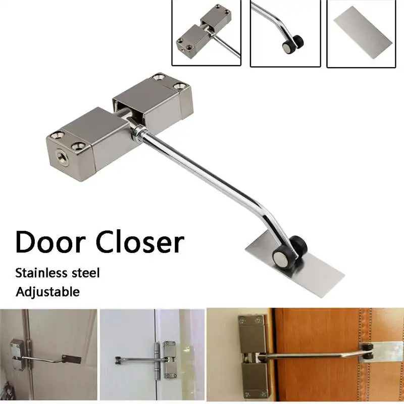 

new Stainless Steel Durable Automatic Mounted Spring Door Closer Adjustable Surface Door Closer 160×98×20mm Drop Shopping @25