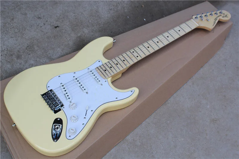 

Top Quality musical instrument Scalloped Fingerboard Big Head Stratocaster Electric Guitar, Vintage White 1117