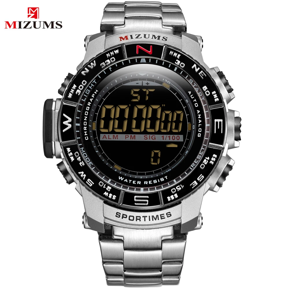 MIZUMS Роскошные Брендовые мужские спортивные часы цифровой светодиодный 30 м водонепроницаемые военные часы мужские модные повседневные электронные наручные часы