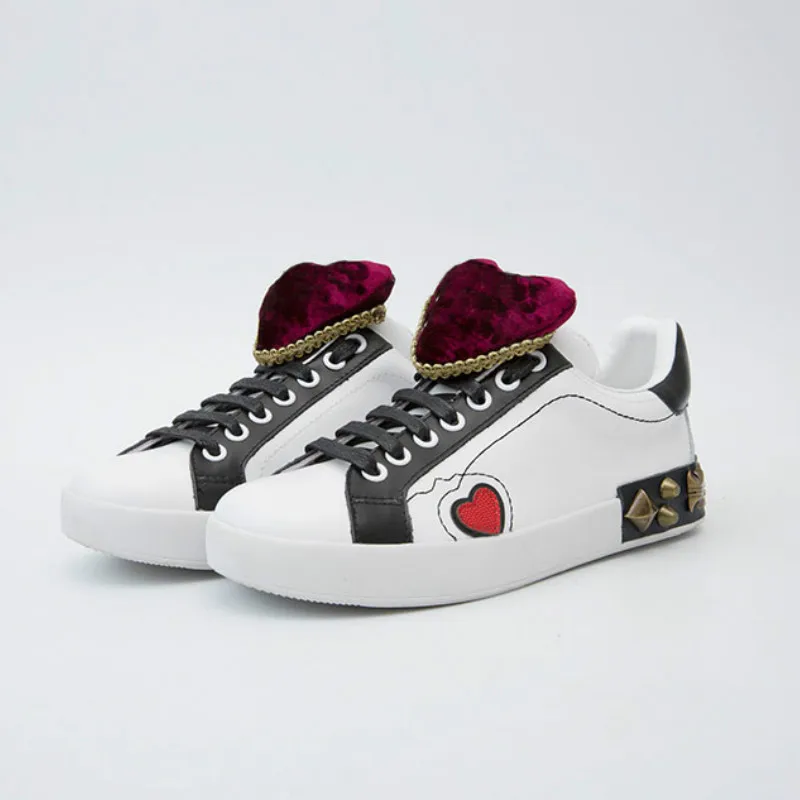 

2018 Womens White Sneakers Ladies Flat Loafers Genuine Leather Casual Thick Sole Lace Up Round Toe Sport Shoes