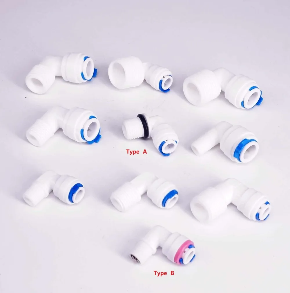 Подходит для 1/4 &quot3/8&quot OD Tube 1/8 &quot1/4&quot 3/8 &quot1/2&quot BSP Male Elbow L коннектор аквариума