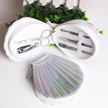 5 шт. в 1 портативный Блестящий маникюрный набор из нержавеющей стали, чехол для ухода за ногтями, педикюр, кусачки для ногтей, инструменты для красоты