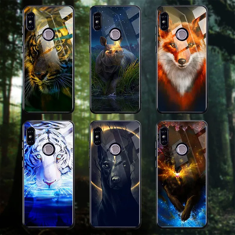 Hisomone 9H Tempered Glass Phone Case For Xiaomi Redmi 5 Plus Note 5 4X Animal Silicone Back Cover Case For Xiaomi Mi A1 8 5X