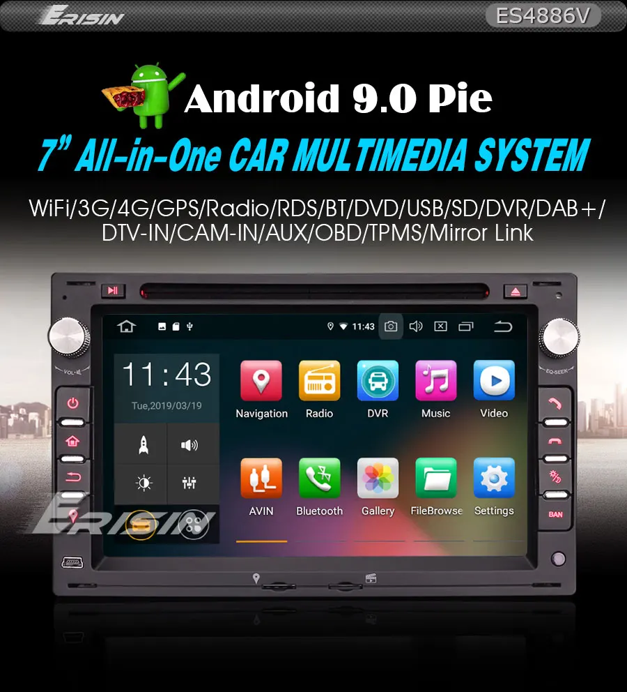 " Android 9,0 Pie OS автомобильный DVD Мультимедиа gps радио для Volkswagen Sharan 1998-2009& Bora 1998-2006& Passat B5(MK5) 2001-2005