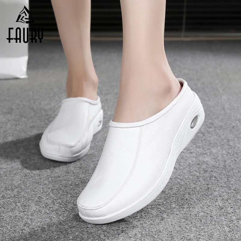 

White Nurse Hospital Medical Pharmacy Beauty Salon Work Shoes Female Flat Soft Slippers Air Cushion Comfortable Breathable Shoes