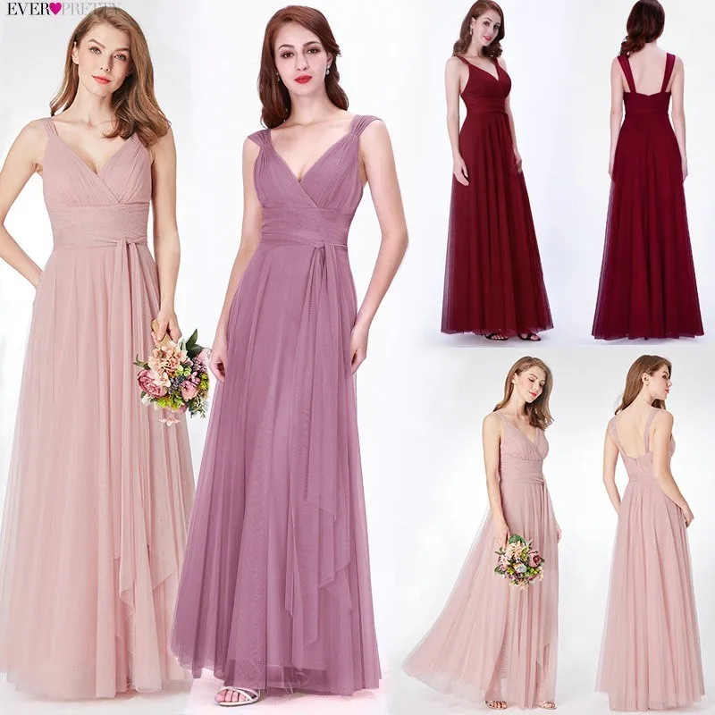 Burgundy Bridesmaid Dresses Wedding Ever Pretty New Summer 7 Styles Sparkle Blush Pink Wedding Guest Gowns Vestido Madrinha