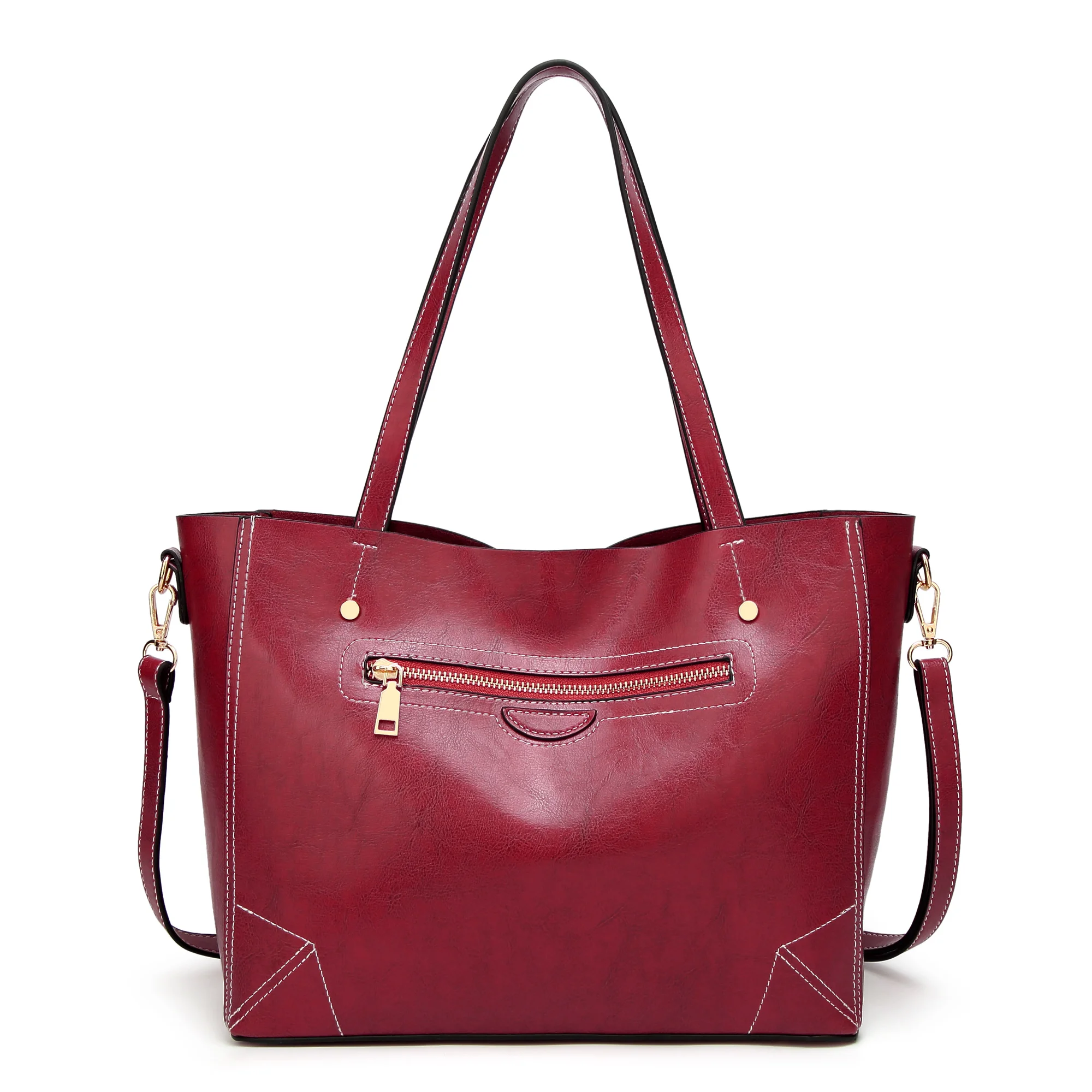 JOOZ, новинка, повседневные женские сумки-мессенджеры, мотоциклетные сумки с верхней ручкой, винтажные Вощеные кожаные сумки через плечо, женские сумки-ведро - Цвет: Бургундия