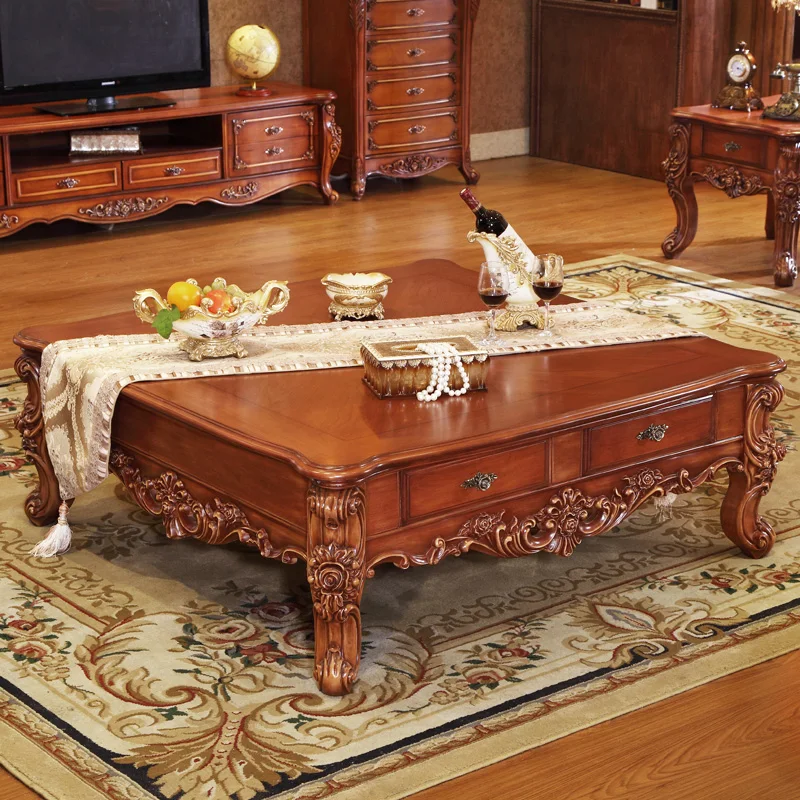 European style living room furniture solid wood big square tea Table Marble top Coffee Table European style living room furniture solid wood big square tea Table Marble top Coffee Table