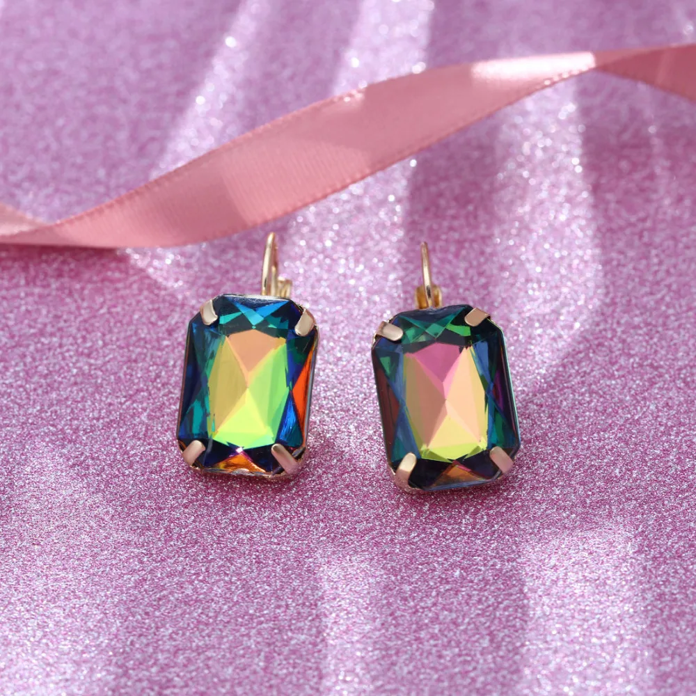 ZOSHI Brand New Design Fashion Charm Austrian Crystal Drop Earrings Geometric Round Shiny Rhinestone Big Earring Jewelry Women