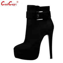 Women High Heel Ankle Boots Zipper Platform Ladies Round Toe Thin Heels Boots Brand Shoes Woman Botas Footwear Size 35-46 B243