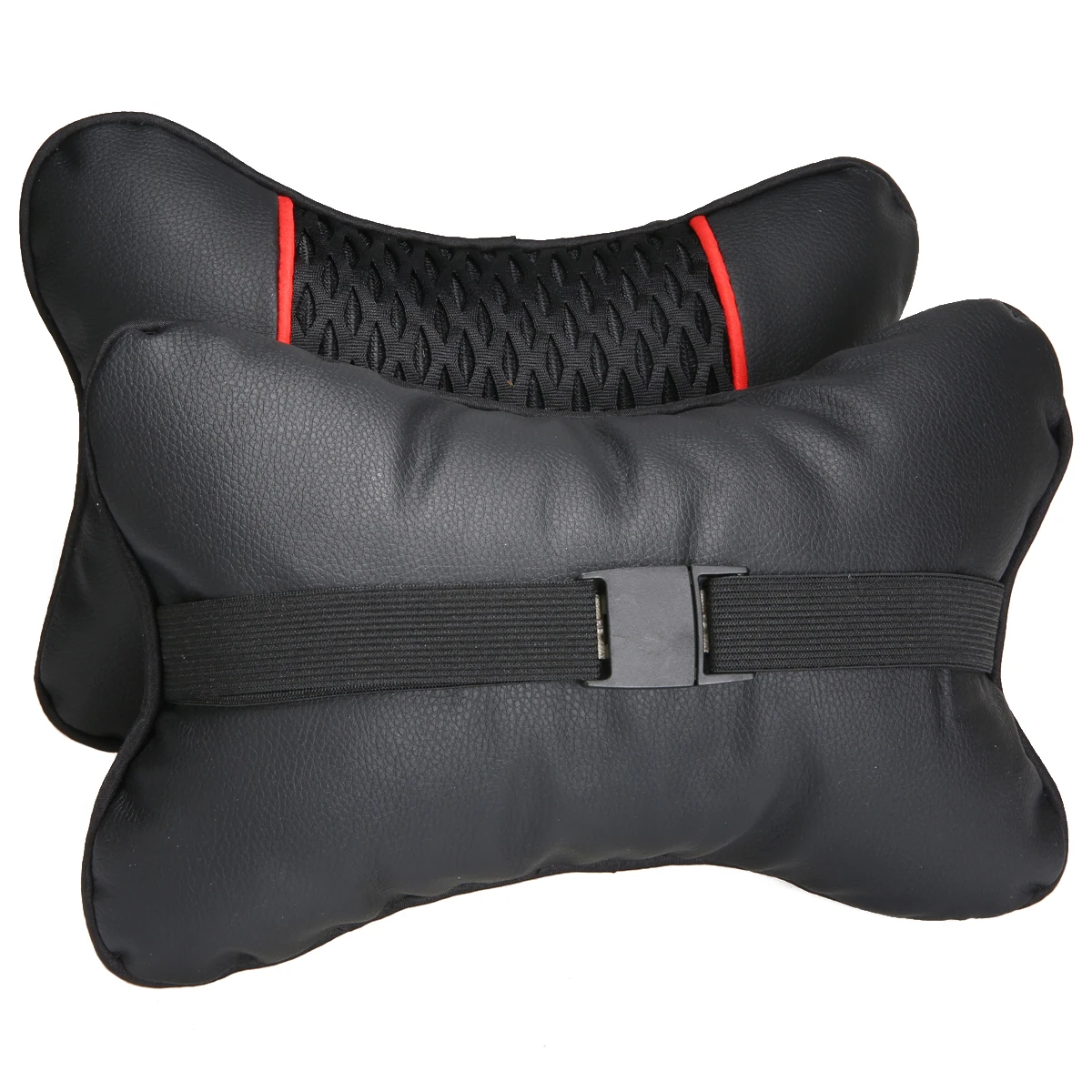 Universal Car Pillows 2pcs Breathable PU Leather Knitted Car Seat Pillow Black Headrest Neck Cushion Mayitr