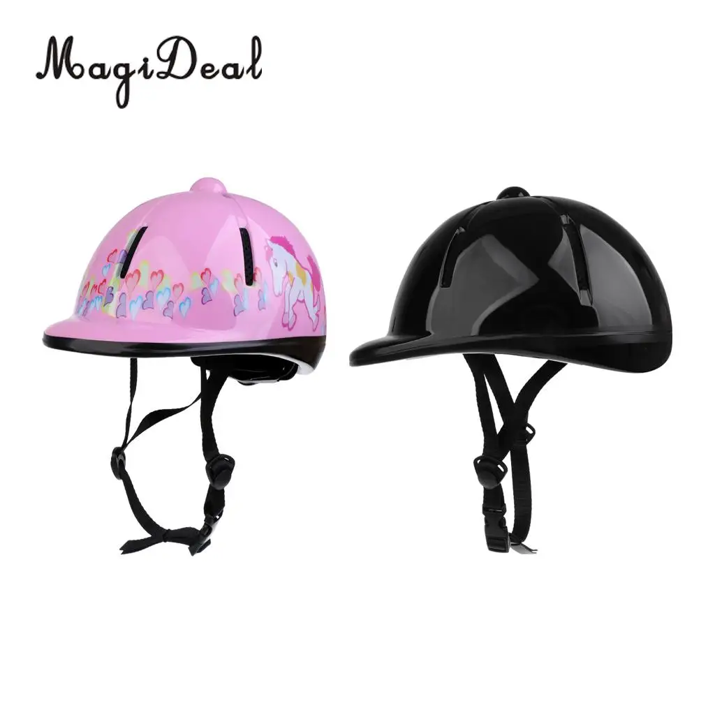 MagiDeal 2 Pcs Kids Adjustable Horse Riding Hat/Helmet Head Protective Gear Pink + Black
