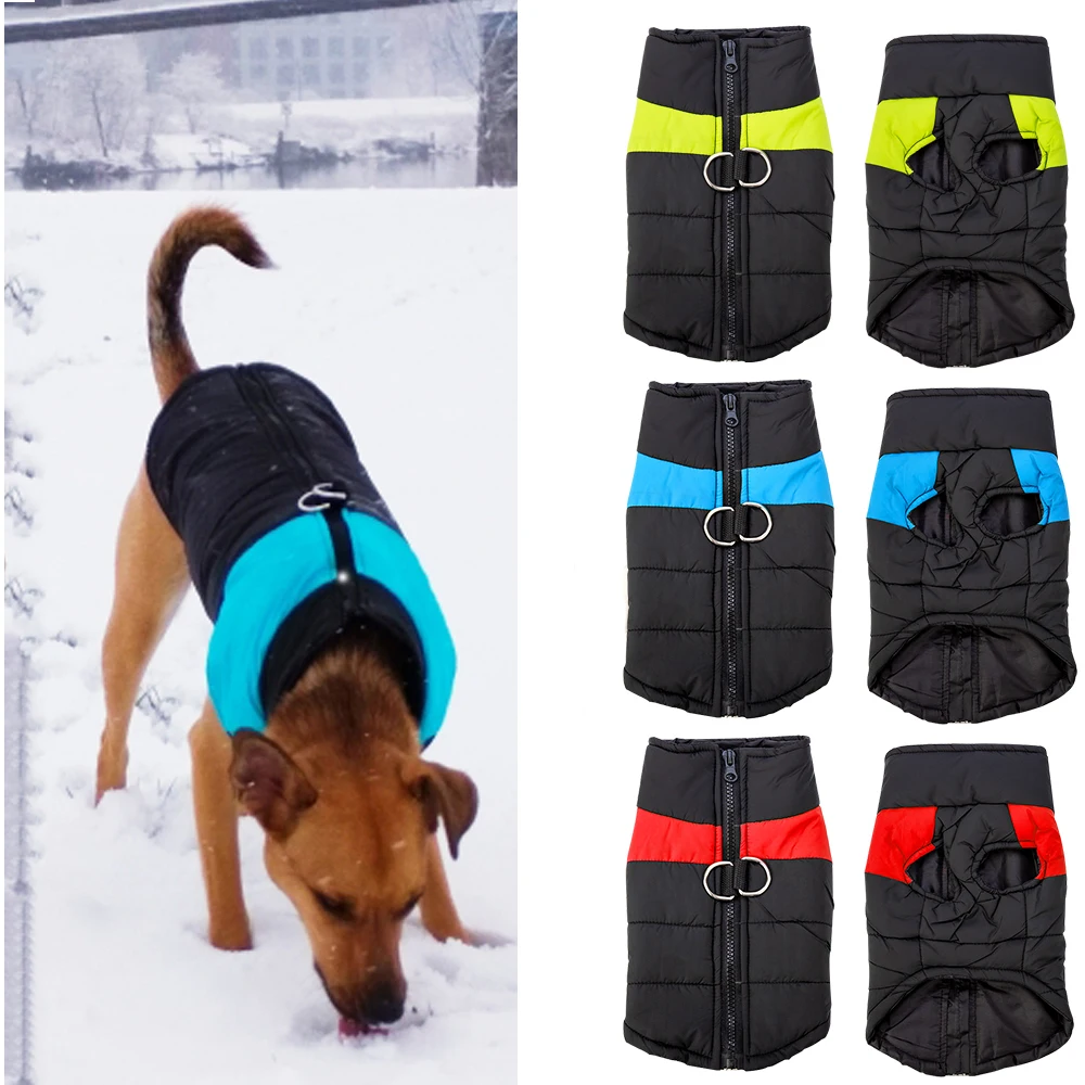 

Waterproof Fabric Dog Coat Winter Large Size Pet Dog Clothes Thickening Dog Down Jacket Clothing For Pet Dogs Costume Puppy Vest