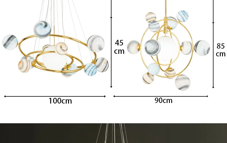 Светодиодный стеклянный шар подвесной светильник для детской комнаты, гостиной, современные креативные подвесные лампы в стиле планеты