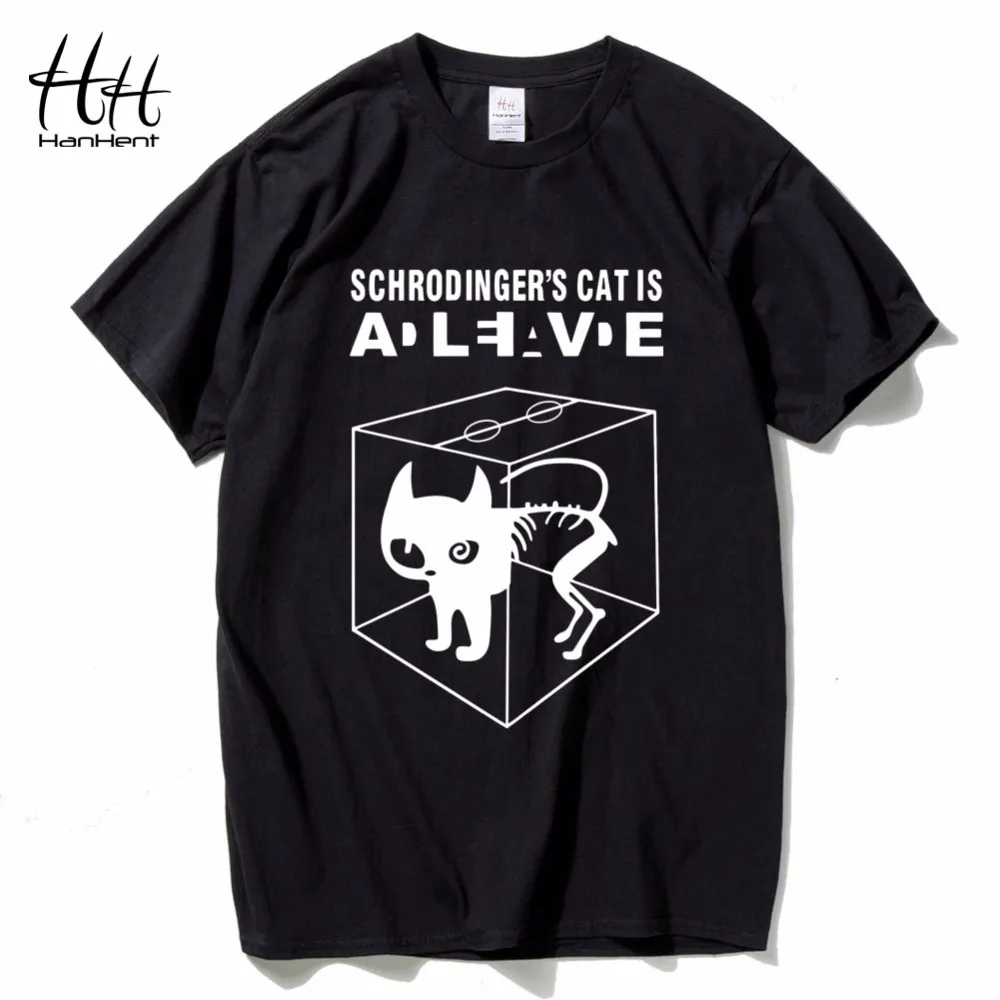 

HanHent The Big Bang Theory Shirt Schrodinger's Cat T-shirts Men Swag Funny Cotton Short Sleeve Tshirts Summer T shirt homme