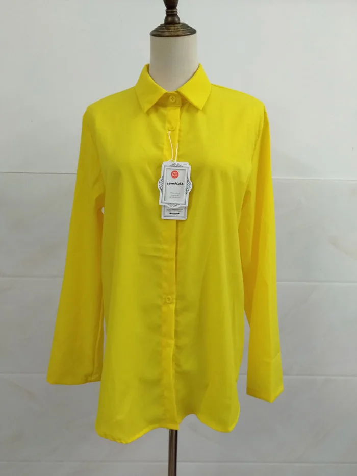 Ladies White Long Sleeve Chiffon Shirt Black Long Tops Women New Turn Down Collar Shirt Blouse Button Office Workwear Shirts Top 10