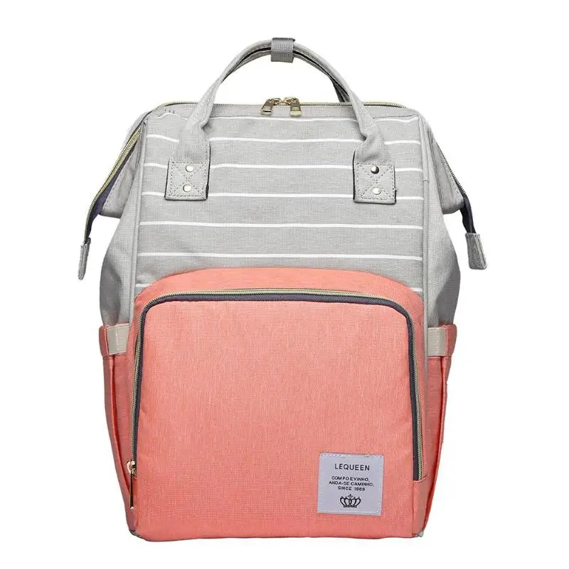 

LEQUEEN Mummy Diaper Bag Pregnancy Bags Zipper Women Nursing Handbag Stripe Large Capacity Travel Backpack Maternity Nappy Bags