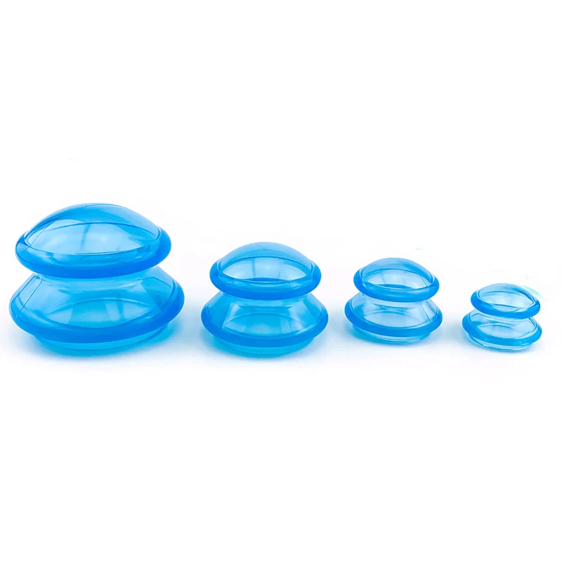Присоска антицеллюлитные силиконовые массажные чашки для тела Китайский Набор вакуумных банок для потери веса вакуумные банки синий/зеленый/красный/белый - Цвет: Blue Set