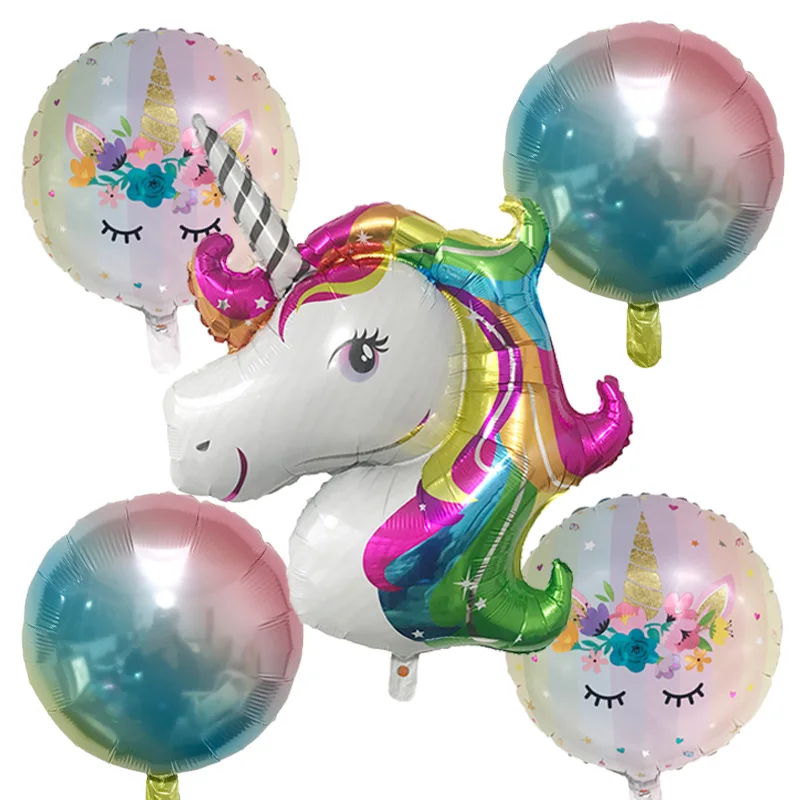 5 шт. цвета радуги Единорог воздушный шар шары для детского праздника в честь Дня Рождения украшения Дети Единорог Свадебные Воздушные шары globos