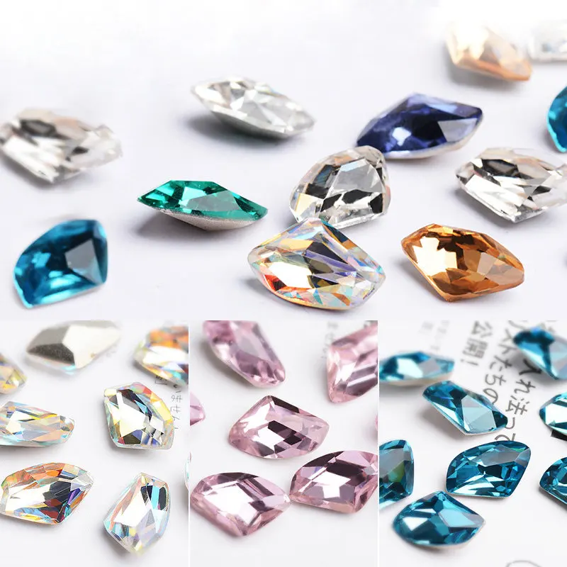 

10pcs/lot pointed back sharp large nail art crystal top quality Irregular nail Drill ornaments Summer series big nail Rhinestone