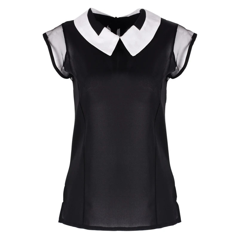 Women Summer Loose Chiffon blouses Sleeveless Vest White Black Tops Blouse camisa feminina
