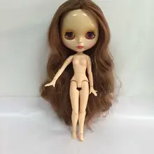 F151 цельная кукла без одежды Blyth кукольные, каштановые волосы Заводская кукла Модная Кукла подходит для DIY коричневых изменение игрушка BJD для девочек