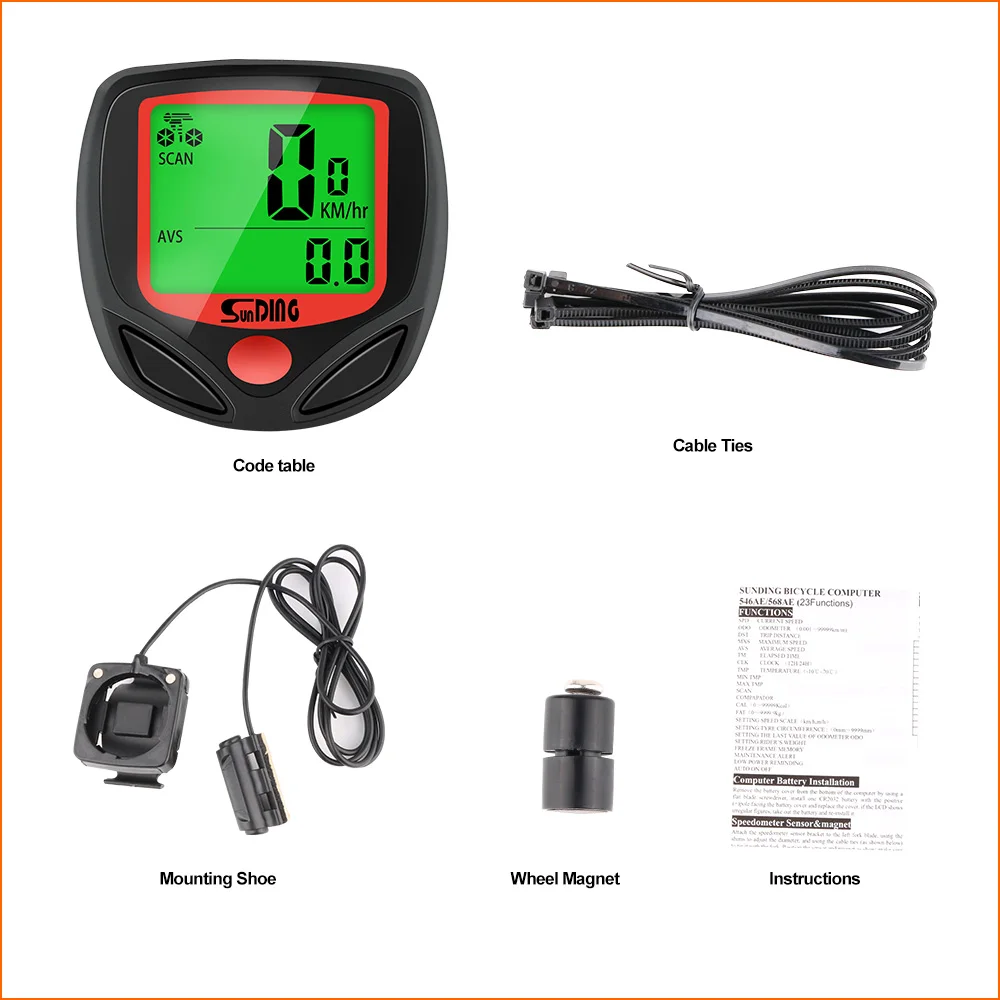 Велосипедный компьютер Sunding с ЖК-цифровым дисплеем, водонепроницаемый велосипедный секундомер, спидометр, одометр, аксессуары для верховой езды