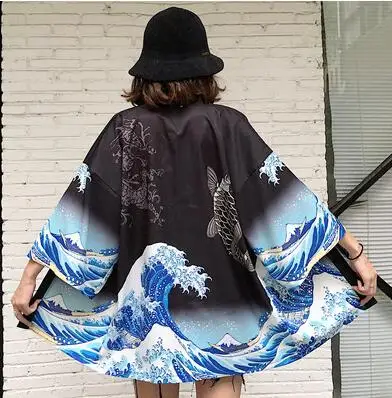 Japanese Kimono Couples Cardigan Woman Summer Cardigan Kimono Yukata Woman Thin Loose Sweet Outer Garment - Цвет: B